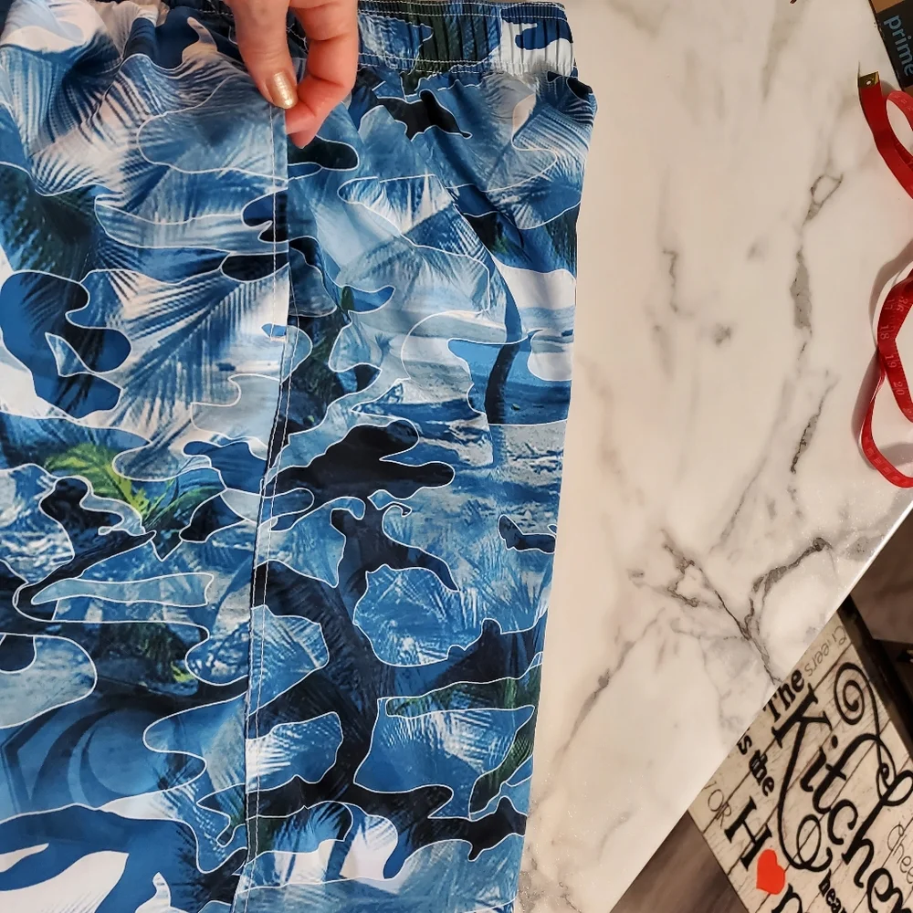 Newport Blue Island Brand Palm Trees Print Men's Swim Trunks size XXL